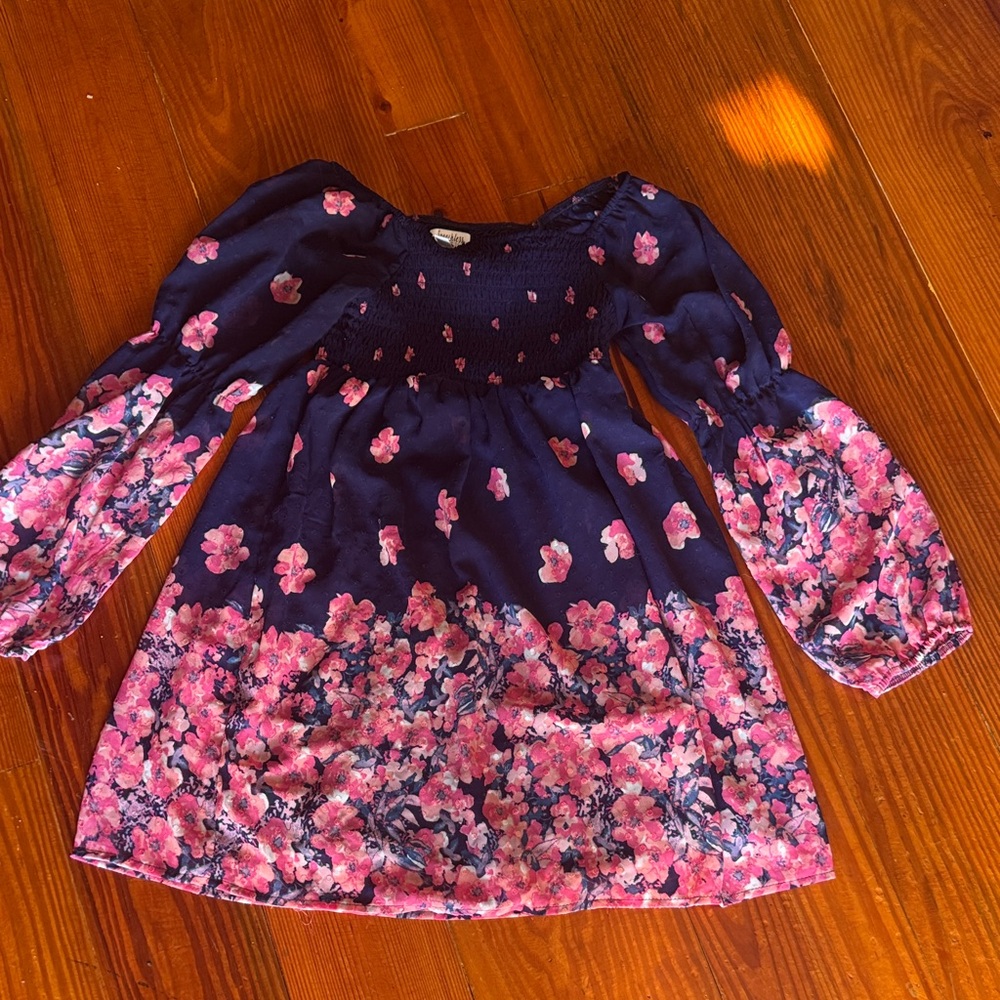 Speechless Navy and Pink Floral Kids Blouse